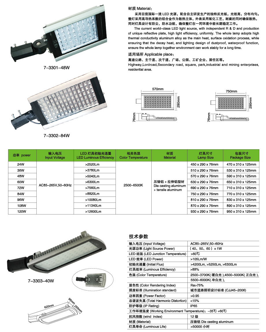 求購led路燈頭7-3301-48W-84W-40W